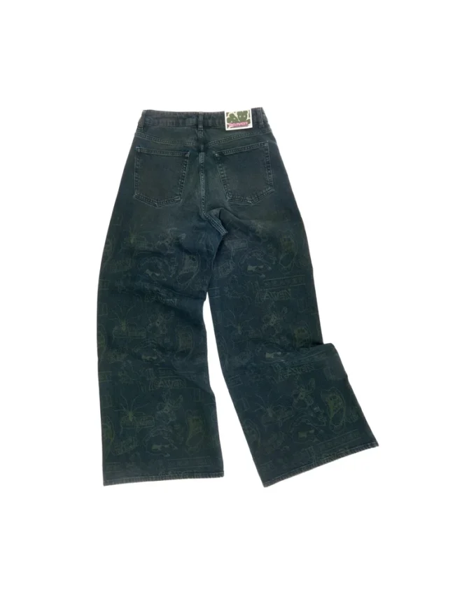 Baggy-Jeans mit Schablonenprint