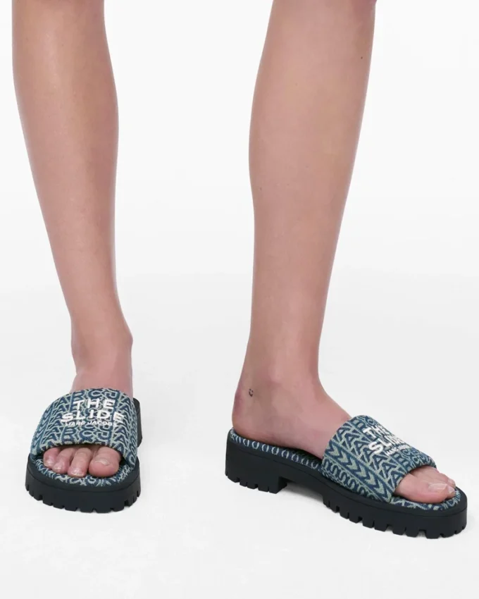 Die Denim Monogram Lug Sole Slide Die Denim Monogram Lug Sole Slide