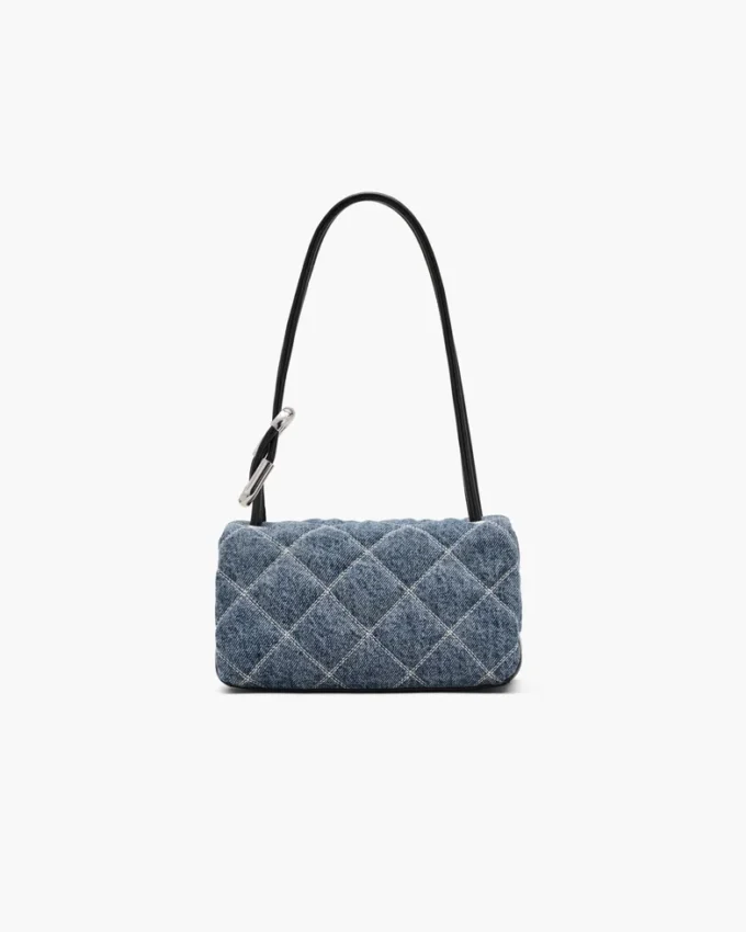 Die gesteppte Mini-Doppelschultertasche aus Denim