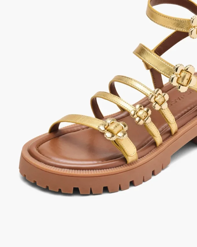 Die Metallic-Leder-Daisy-Gladiatorensandale