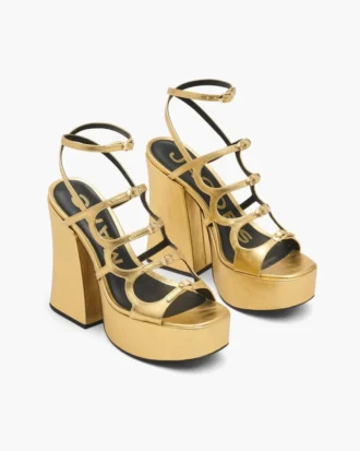 Die Metallic-Leder-Plateausandale Kiki
