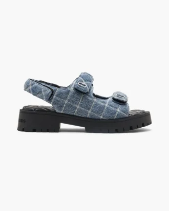 Die Sunny Sandal aus gestepptem Denim