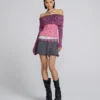 Off-Shoulder-Top mit Lochmuster