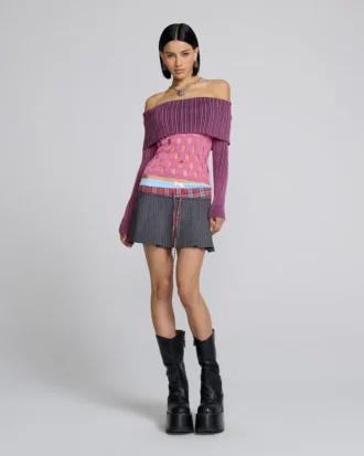 Off-Shoulder-Top mit Lochmuster