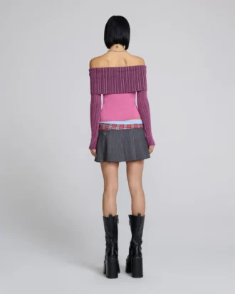 Off-Shoulder-Top mit Lochmuster