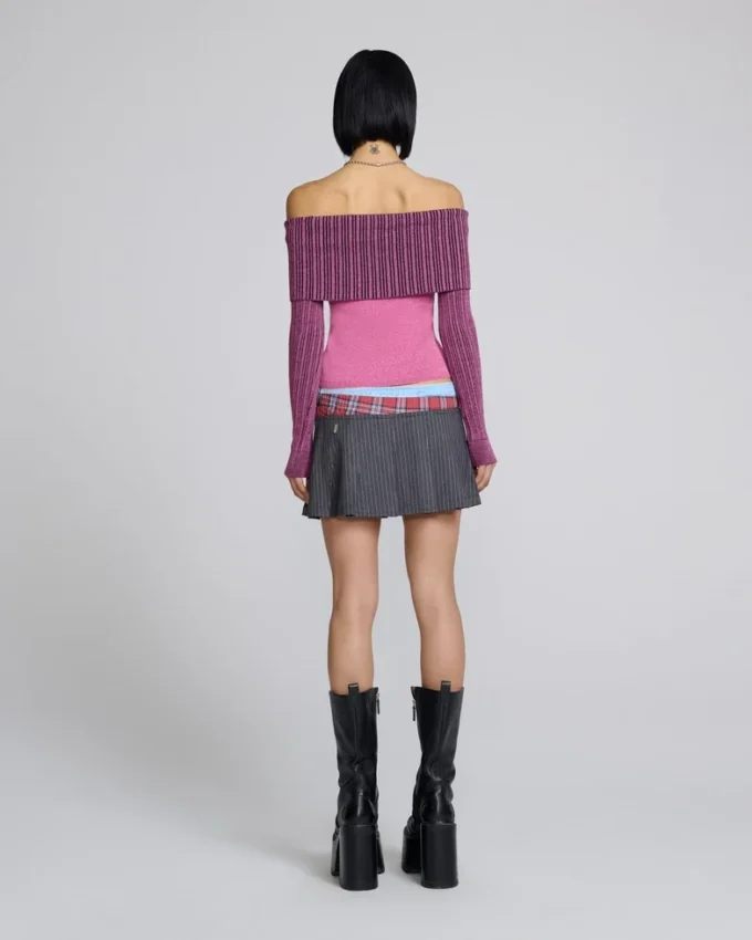 Off-Shoulder-Top mit Lochmuster