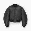 Puffy Leder-Bomberjacke