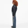 Puffy Leder-Bomberjacke