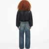 Puffy Leder-Bomberjacke