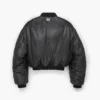 Puffy Leder-Bomberjacke