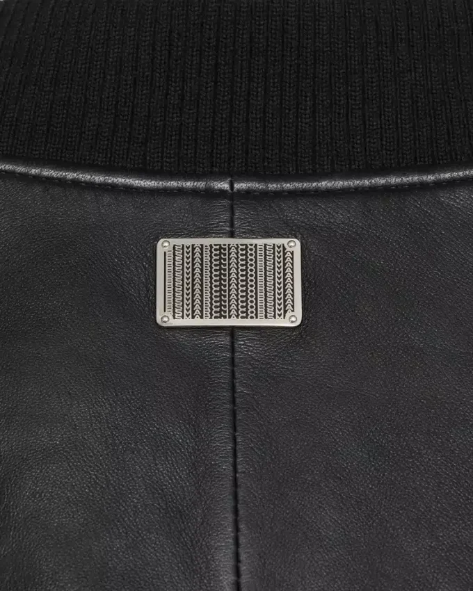 Puffy Leder-Bomberjacke