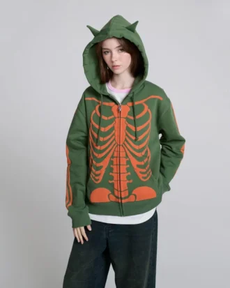 Skelett-Kapuzenjacke mit Reißverschluss