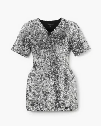 Strickkleid mit V-Ausschnitt und Pailletten