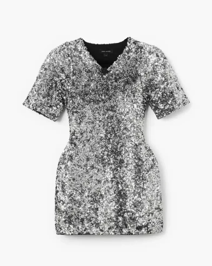 Strickkleid mit V-Ausschnitt und Pailletten Strickkleid mit V-Ausschnitt und Pailletten
