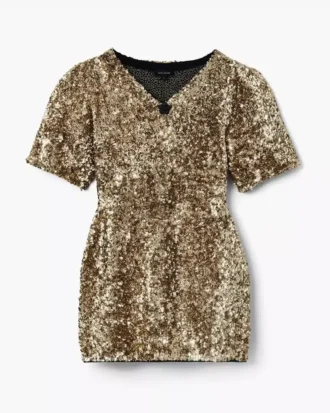 Strickkleid mit V-Ausschnitt und Pailletten