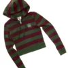 Taillierter Hoodie mit Reißverschluss und Streifen