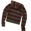 Taillierter Hoodie mit Reißverschluss und Streifen