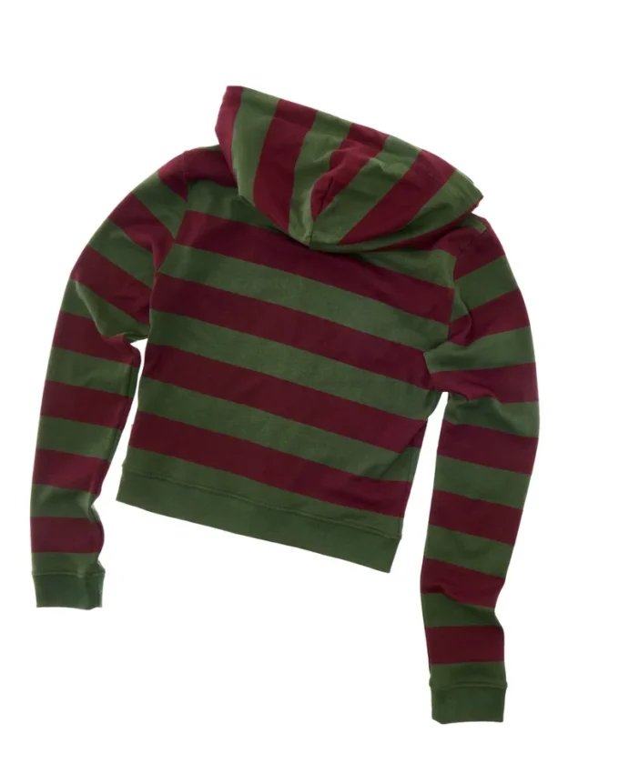 Taillierter Hoodie mit Reißverschluss und Streifen