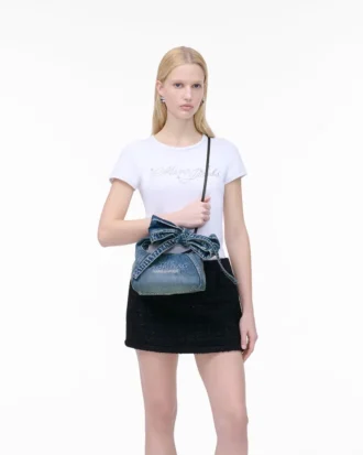 the bow denim mini sack bag 1 330x413 - The Bow Denim Mini Sack Bag