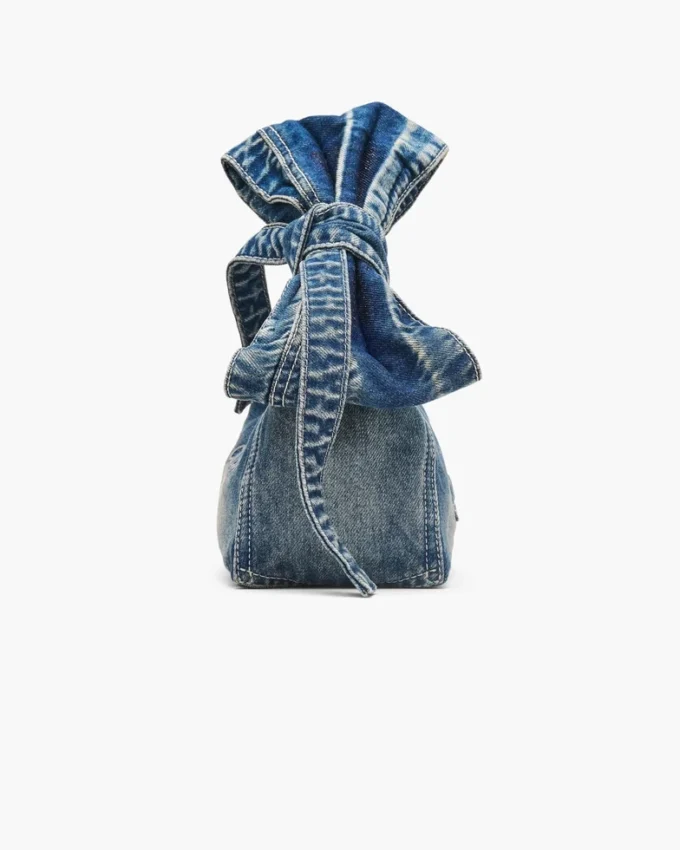 The Bow Denim Mini Sack Bag