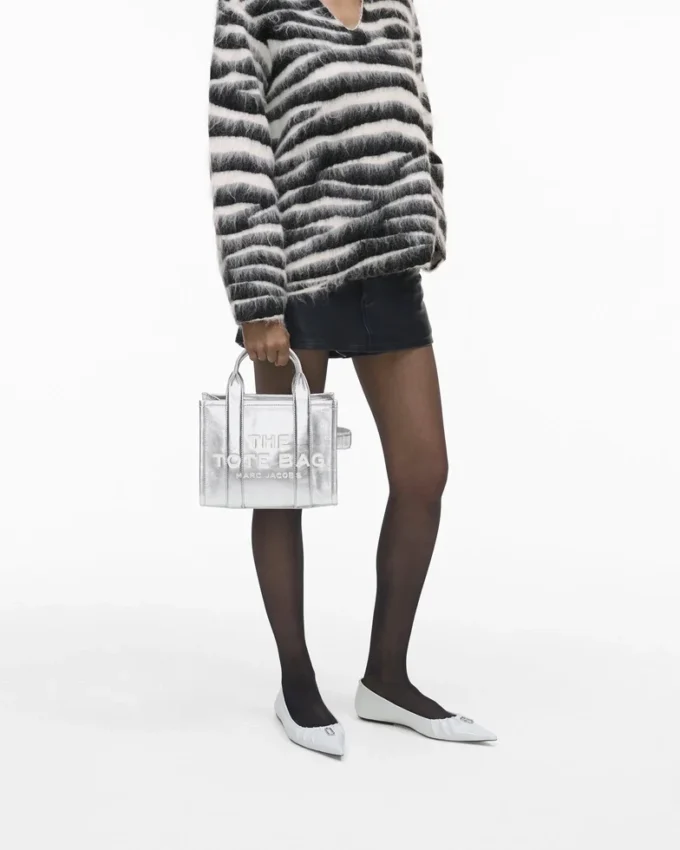 The small Metallic Leather Tote Bag The small Metallic Leather Tote Bag