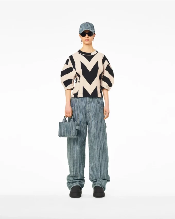 The washed Monogram denim Tote Bag The washed Monogram denim Tote Bag