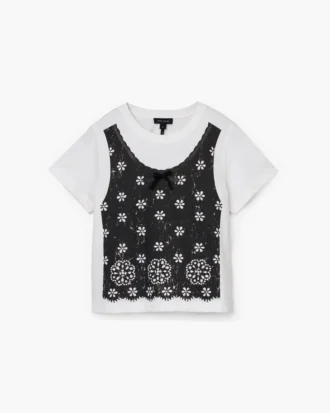Trompe L’Oeil Eyelet Slim Tee
